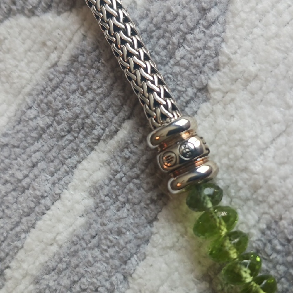 John Hardy Classic Chain Woven Bracelet, Green Gemstones, Size M, New With Tags - Picture 5 of 6